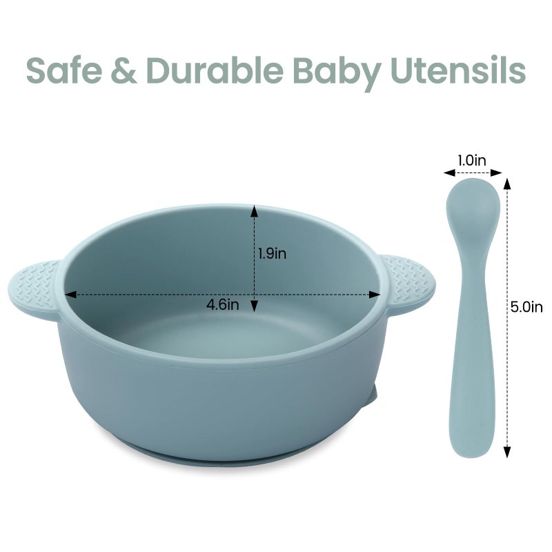 Eascrozn Baby Bowls with Suction and Baby Spoons Set of 3, Silicone Stay Put Bowls and Feeding Spoons for Babies Toddlers Kids, BPA Free,Microwave and Dishwasher Safe - Image 2