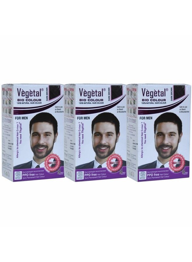 Vegetal Bio Beard Hair Color For Men Dark Brown 25G. (Pack Of 3) - Image 2