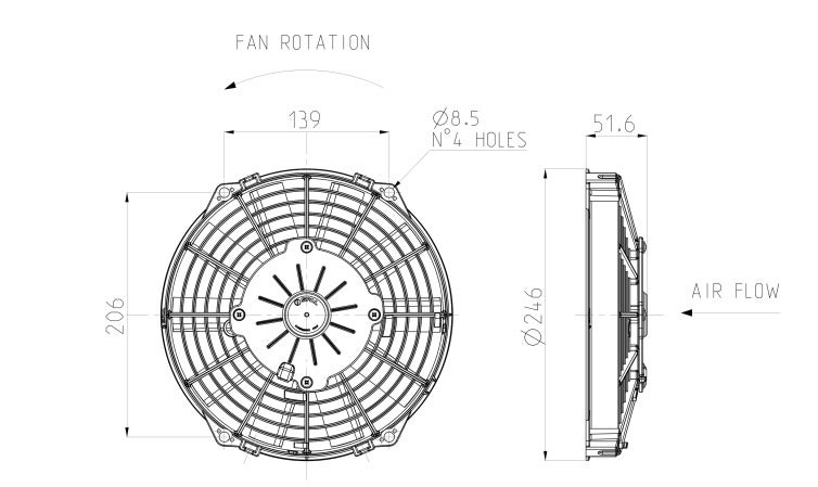 SPAL Fan 9x10 Inches Push Straight-Blade 24 Volt 225MM Diameter - Image 3