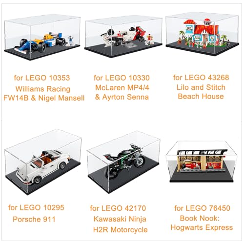 Elepure Thickened Clear Acrylic Display Case for Lego 10330 43268 76450 42170 10295 10353 Collectibles, Transparent Box Dustproof Protection with Wood-Plastic Base & String Light, Black Inside 15.7x7.9x7.9in - Image 3