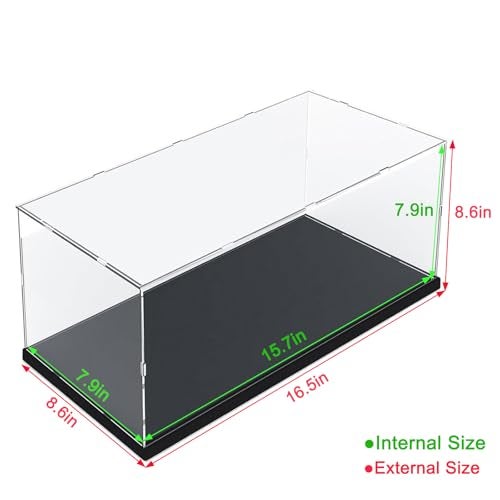 Elepure Thickened Clear Acrylic Display Case for Lego 10330 43268 76450 42170 10295 10353 Collectibles, Transparent Box Dustproof Protection with Wood-Plastic Base & String Light, Black Inside 15.7x7.9x7.9in - Image 2