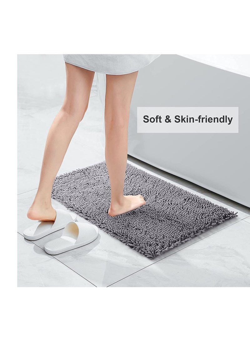 SYOSI Gray Bath Mat Rug, Bathroom NonSlip, Soft Chenille Shower Mats for Bathroom, Super Water Absorbent, Machine Washable, Floor, 15.8 * 23.6 Inches, Grey - Image 5