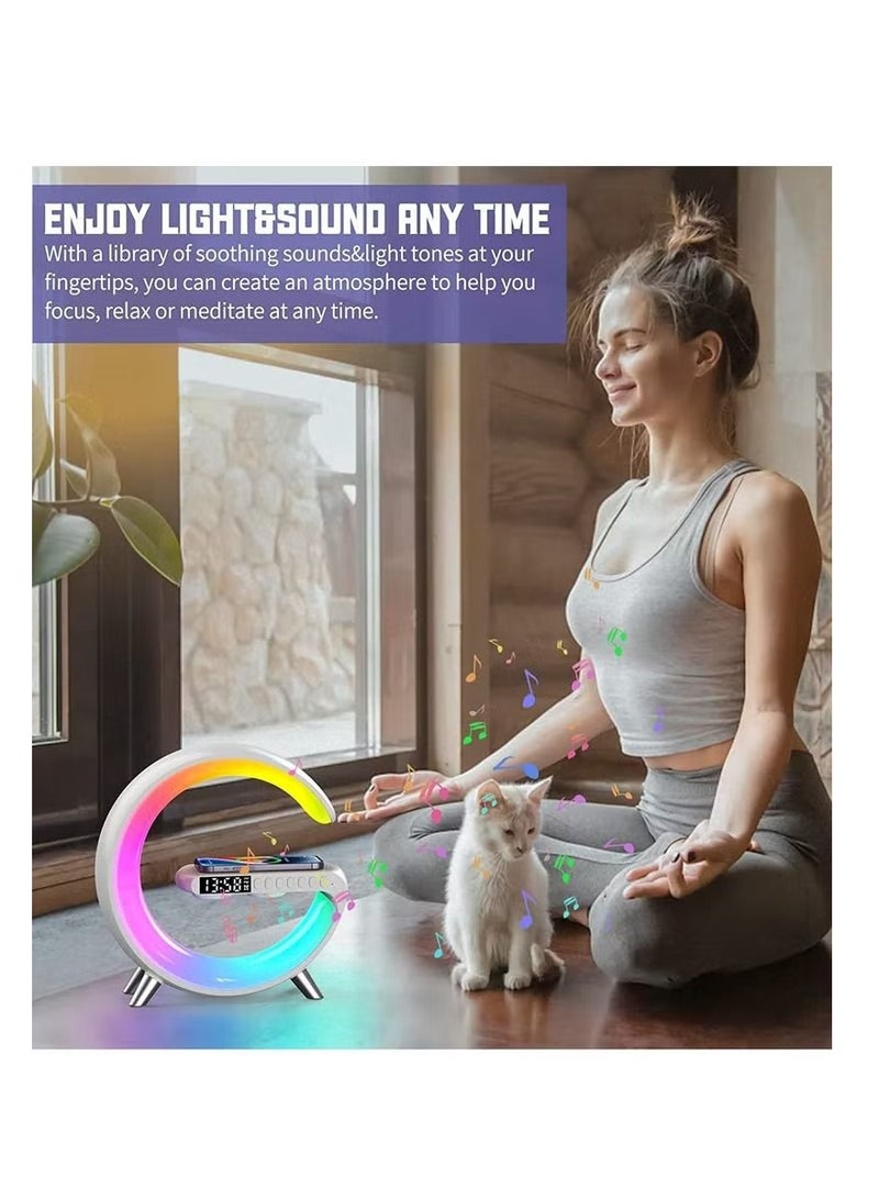 Techie Multifunctional Alarm Clock Night Light Wireless Charging Bluetooth Speaker Smart APP Control - Image 4