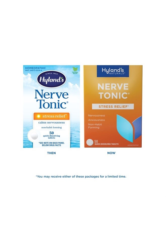 Hyland's أقراص تونك الأعصاب الطبيعية لتخفيف التوتر، تخفيف طبيعي للقلق، العصبية والأعراض المزعجة، غير مسبب للإدمان، أقراص تذوب بسرعة، 50 حبة - Image 2