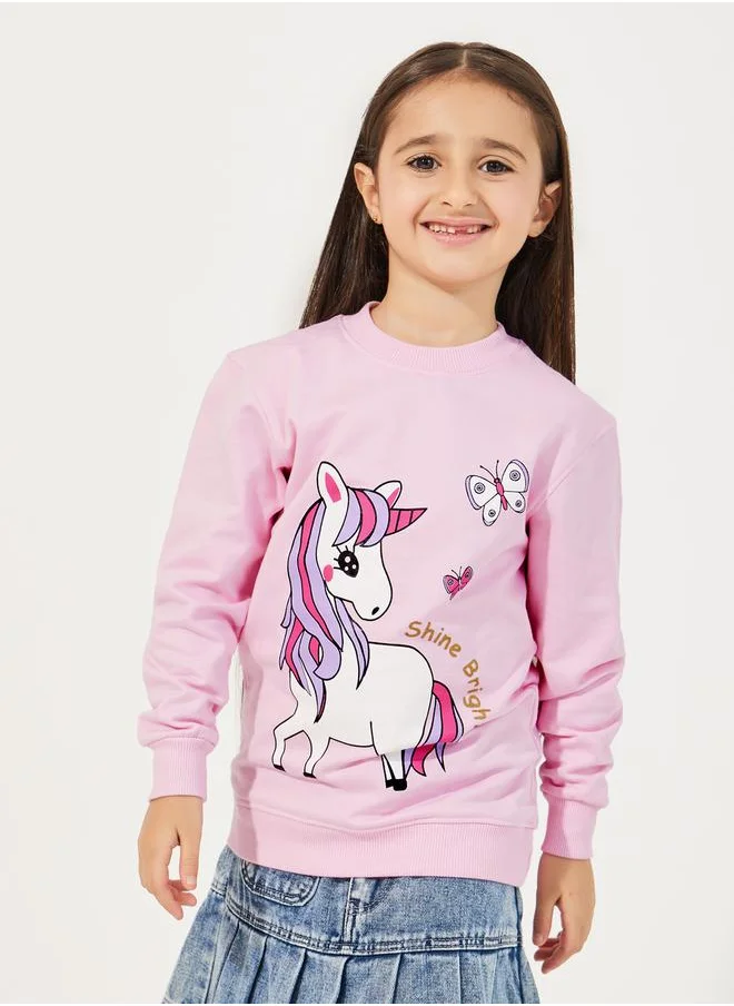 Styli Unicorn Print Longline Sweatshirt