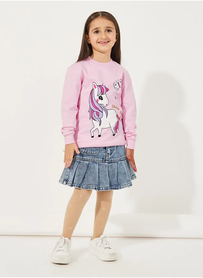 Styli Unicorn Print Longline Sweatshirt