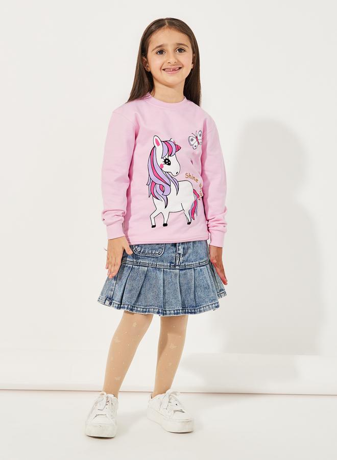 Styli Unicorn Print Longline Sweatshirt  - Image 2