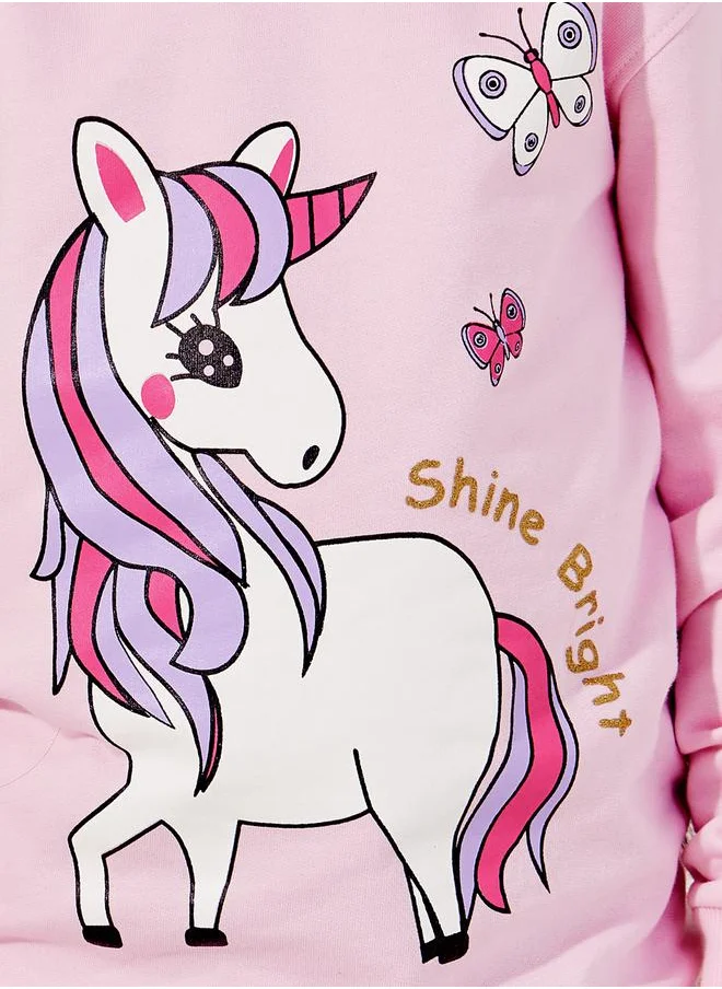 Styli Unicorn Print Longline Sweatshirt