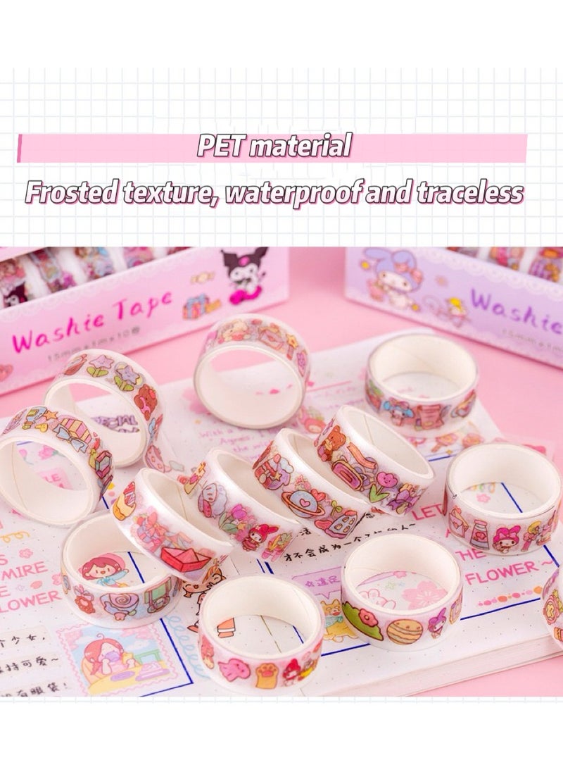 Generic - 10 Rolls Cute Washi Tape Set,Sanrio Children's stationery Gift Set, Aesthetic Decorative Masking Tape Sets for Scrapbook, Journaling, Kid's DIY Craft, Scrapbooking Supplies - Image 1