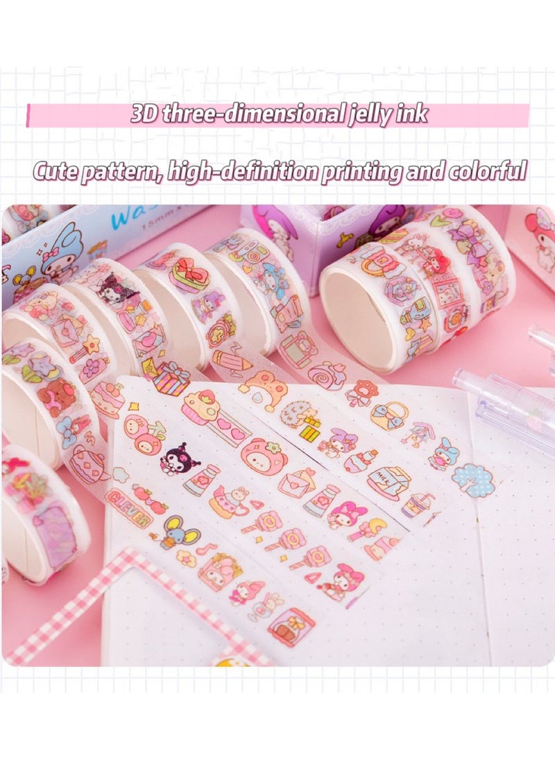 Generic - 10 Rolls Cute Washi Tape Set,Sanrio Children's stationery Gift Set, Aesthetic Decorative Masking Tape Sets for Scrapbook, Journaling, Kid's DIY Craft, Scrapbooking Supplies - Image 1