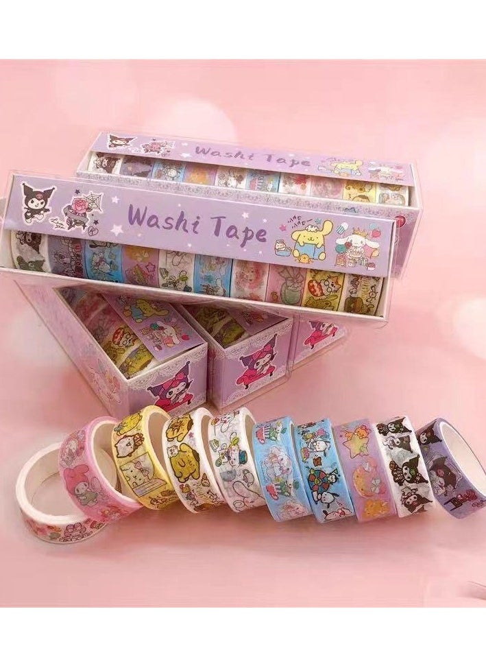 Generic - 10 Rolls Cute Washi Tape Set,Sanrio Children's stationery Gift Set, Aesthetic Decorative Masking Tape Sets for Scrapbook, Journaling, Kid's DIY Craft, Scrapbooking Supplies - Image 1