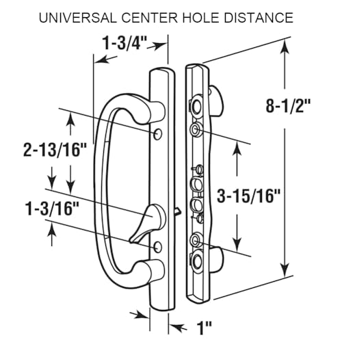 ALLYWASAI Patio Sliding Door Handle Set with Mortise Lock, Key Cylinder and Keeper, Replacement Handle Lock Set Fits Door Thickness from 1-1/2" to 2-1/4", 3-15/16" Screw Hole Spacing, Keyed, Black - Image 3