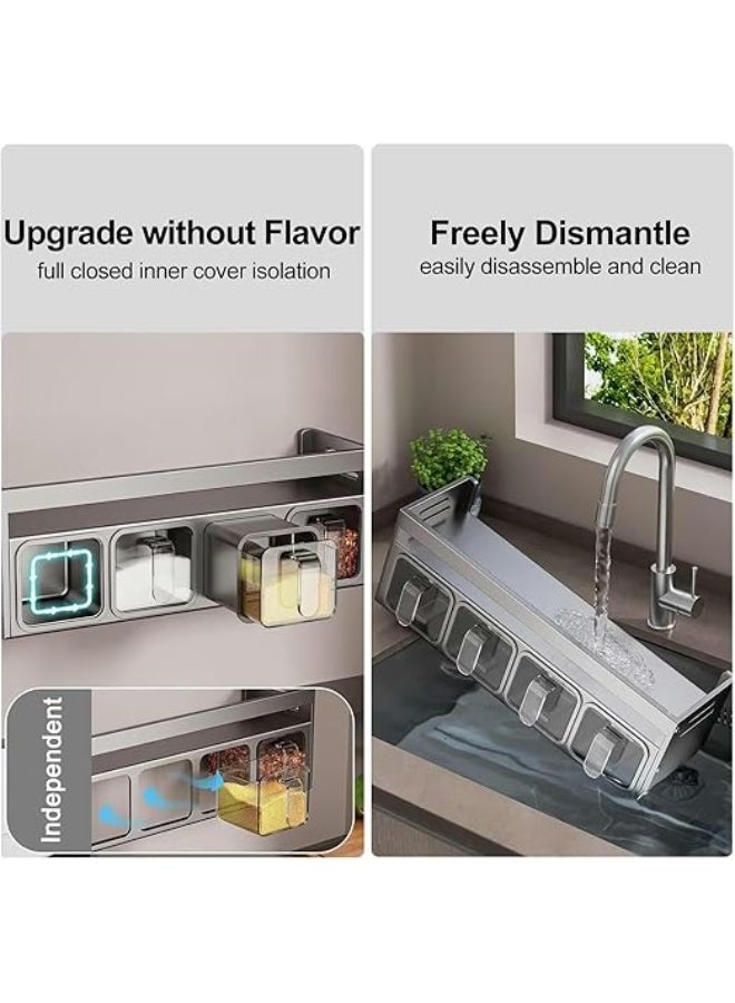 DUNISO Wall Mounted Spice Rack ，Spice Jar Set with 5 Spice Box ，Spice Rack for Kitchen Cabinet，Sturdy and Durable，for Kitchen, Counter, Food Storage - Image 5