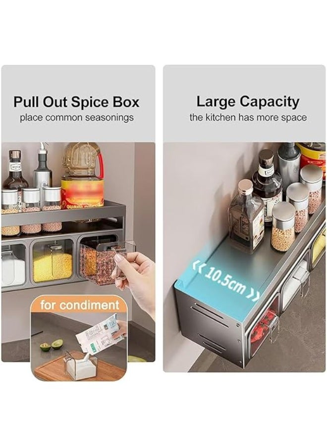 DUNISO Wall Mounted Spice Rack ，Spice Jar Set with 5 Spice Box ，Spice Rack for Kitchen Cabinet，Sturdy and Durable，for Kitchen, Counter, Food Storage - Image 2