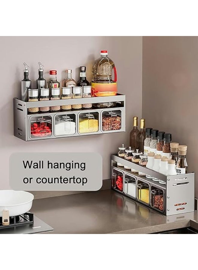DUNISO Wall Mounted Spice Rack ，Spice Jar Set with 5 Spice Box ，Spice Rack for Kitchen Cabinet，Sturdy and Durable，for Kitchen, Counter, Food Storage - Image 3