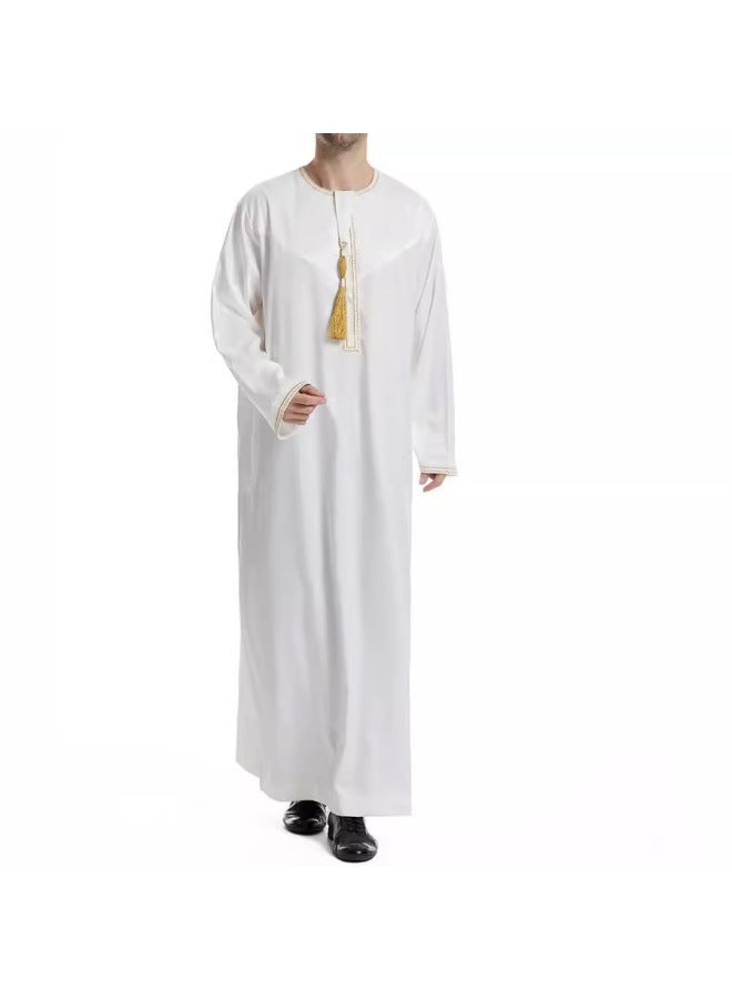 عباية - ثوب عربي رجالي - أبيض، مقاس XXL - ملابس تقليدية، ملابس إسلامية، زي إسلامي، عباية دبي، قفطان، جبة - Image 1