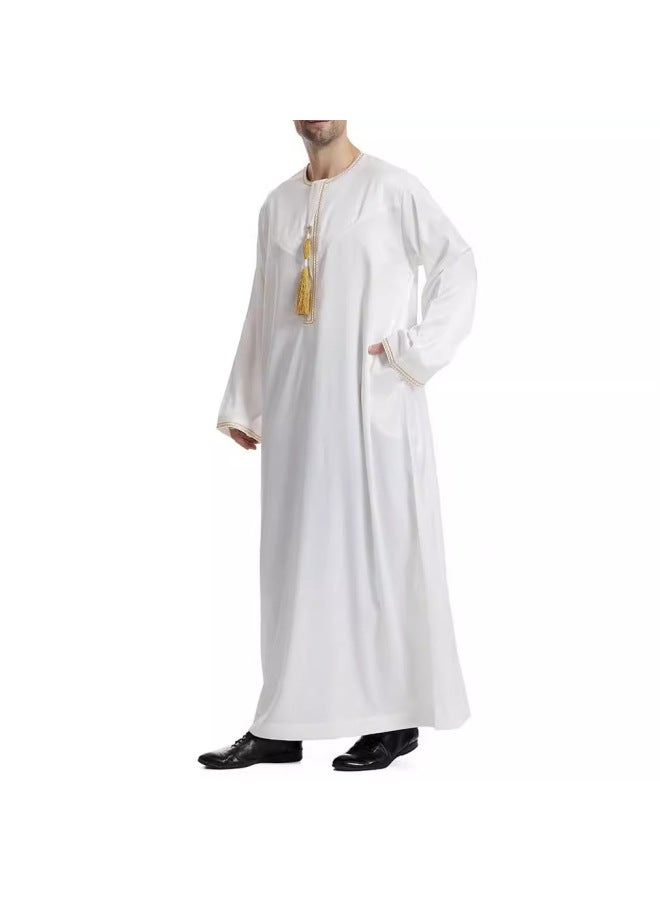 عباية - ثوب عربي رجالي - أبيض، مقاس XXL - ملابس تقليدية، ملابس إسلامية، زي إسلامي، عباية دبي، قفطان، جبة - Image 4