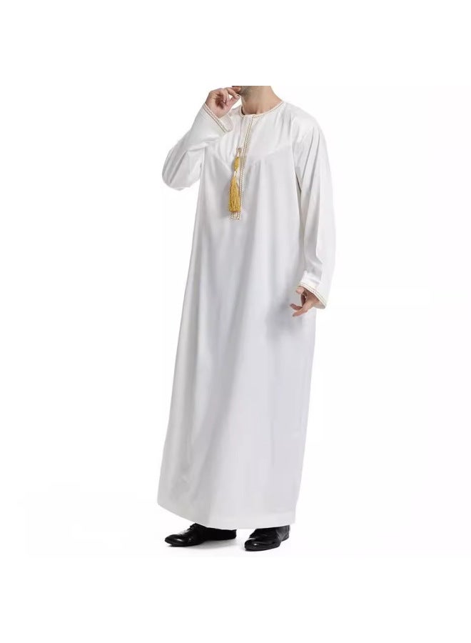 عباية - ثوب عربي رجالي - أبيض، مقاس XXL - ملابس تقليدية، ملابس إسلامية، زي إسلامي، عباية دبي، قفطان، جبة - Image 3