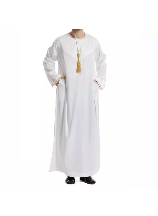 عباية - ثوب عربي رجالي - أبيض، مقاس XXL - ملابس تقليدية، ملابس إسلامية، زي إسلامي، عباية دبي، قفطان، جبة - Image 2
