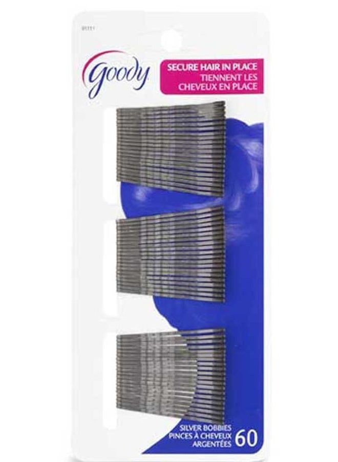 Goody Bobby Pins, Silver, 2 Inch, 60 Count