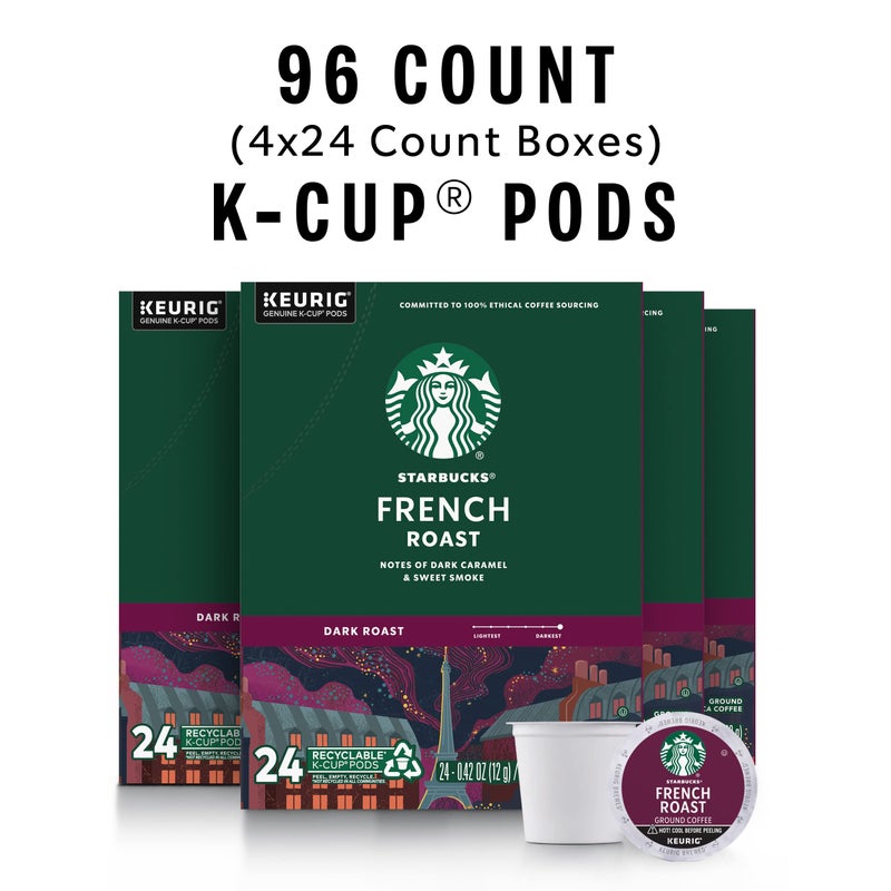 Starbucks K-Cup Coffee Pods, Dark Roast Coffee, French Roast for Keurig Brewers, 100% Arabica, 4 boxes (96 pods total) - Image 2