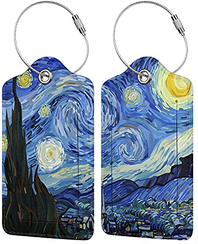 Yilad Starry Sky 2 Pcs Luggage Tags Starry Night Privacy Cover Id Label with Stainless Steel Loop and Address Card for Suitcases & Travel Bags - Image 1