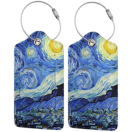 Yilad Starry Sky 2 Pcs Luggage Tags Starry Night Privacy Cover Id Label with Stainless Steel Loop and Address Card for Suitcases & Travel Bags - Image 3