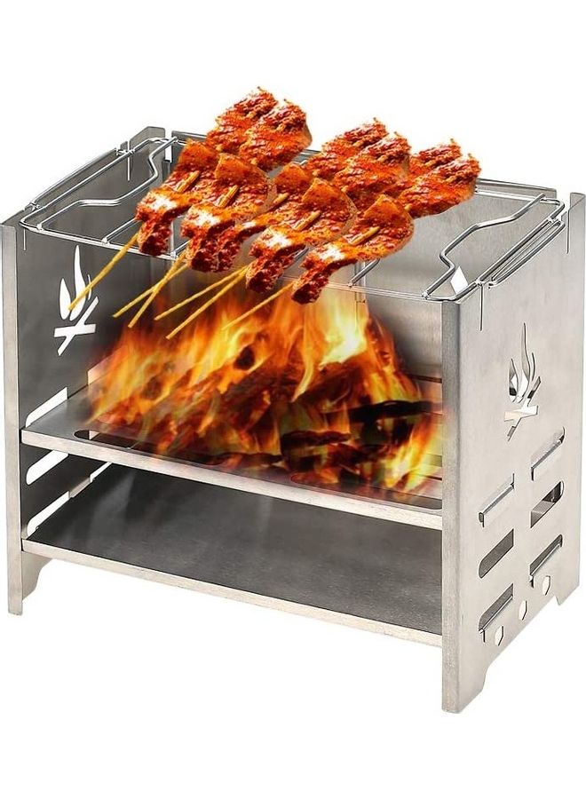 Loquat Portable Folding Stainless Steel Outdoor Wood Burning Camp Stove 21 x 18 x 12.7cm - Image 2