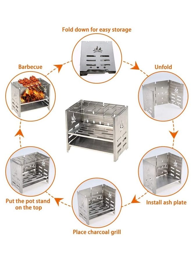Loquat Portable Folding Stainless Steel Outdoor Wood Burning Camp Stove 21 x 18 x 12.7cm - Image 5