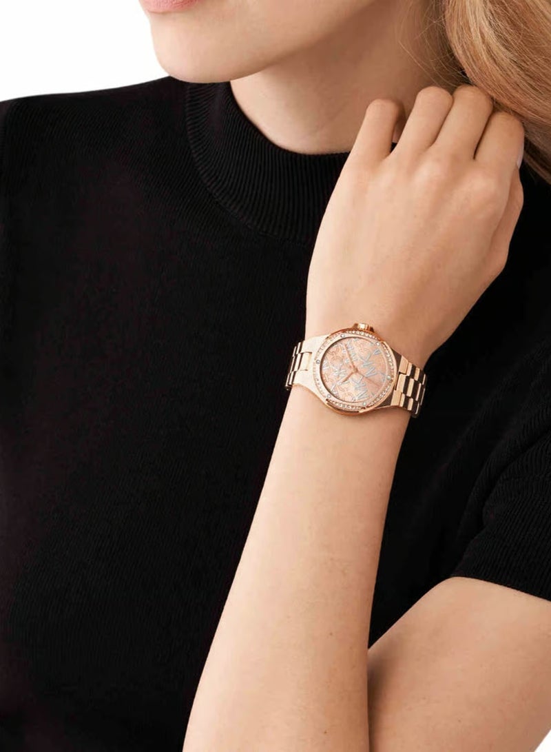 MK Lennox Three-Hand Rose Gold-Tone Stainless Steel Watch-7405 - Image 5