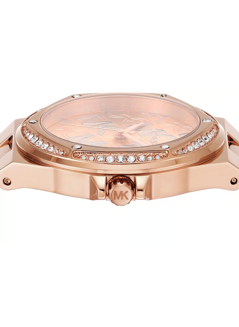 MK Lennox Three-Hand Rose Gold-Tone Stainless Steel Watch-7405 - Image 4