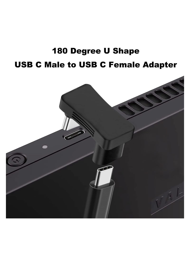2 Pcs 180 Degree Angle USB C Adapter , 180° U Shape USB-C Male to USB-C Female 10Gbps PD 100W Adapter Compatible with Steam Deck, Switch, Laptop, Tablet, Phone - Image 4