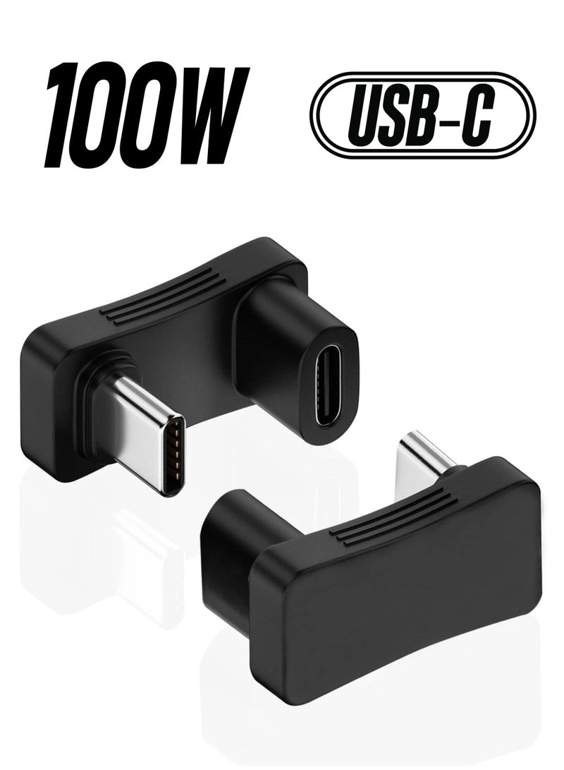 2 Pcs 180 Degree Angle USB C Adapter , 180° U Shape USB-C Male to USB-C Female 10Gbps PD 100W Adapter Compatible with Steam Deck, Switch, Laptop, Tablet, Phone - Image 1