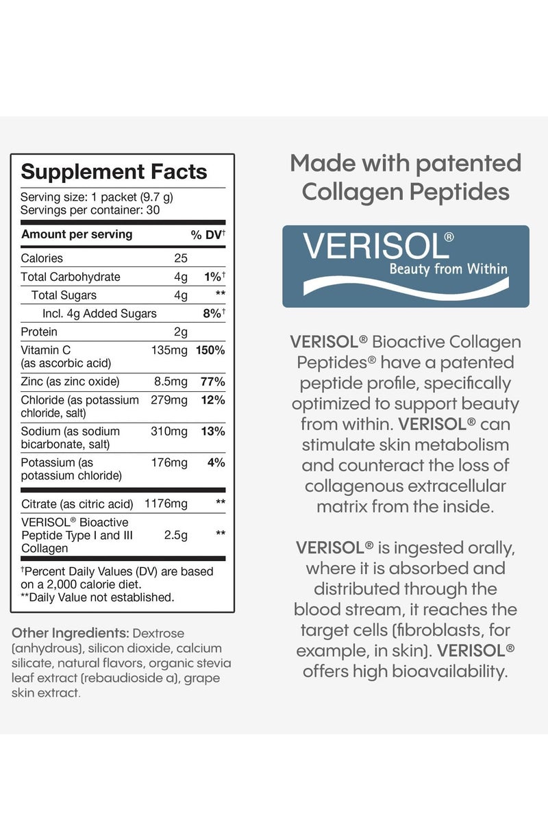 Hydralyte Verisol Collagen Packets with Electrolytes, Hydration for Women and Men 30 count - Image 3