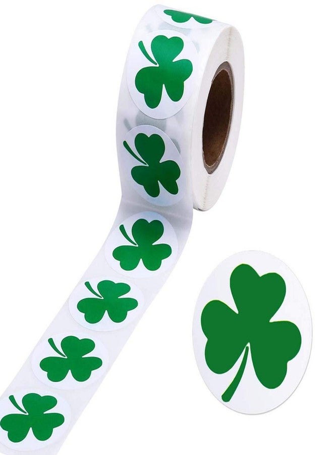 LINXI 1Roll 500pcs St Patricks Day Shamrock Stickers, Lucky Irish Green Clover Stickers for St Patrick's Day Party Decorations,Cards, Gift Bags, Parties Supplies Decorations (1inches) - Image 1