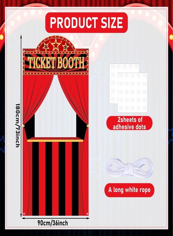 Oitnlaughter Movie Night Party Ticket Booth Movie Night Birthday Party Decorations Now Showing Photo Booth Props Movies Theater Backdrop Door Hanging Banner for Cinema Night Red Carpet Birthday Supplies - Image 2