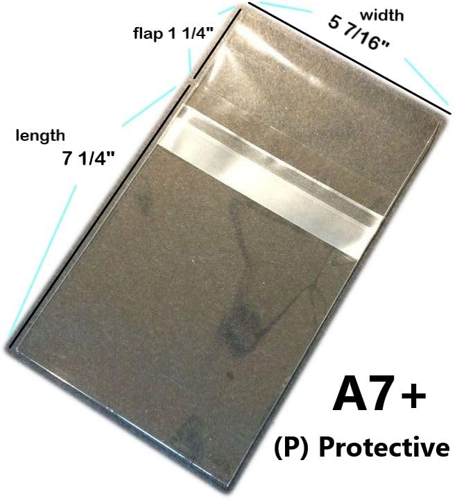 UNIQUEPACKING 100 Pcs 5 7/16 X 7 1/4 Clear A7+ (P) Card Resealable Protective Cello/Cellophane Bags Good for 5x7 Card Item - Tape Strip on Body - Image 2