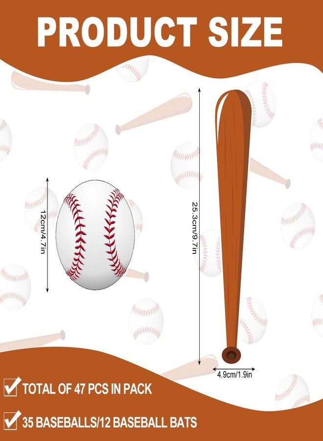 AnyDesign 47Pcs Baseball Cutouts with 100Pcs Glue Points - Paper Baseball Party Theme Decor for Sports Themed Birthday Party Favor Supplies - Image 2