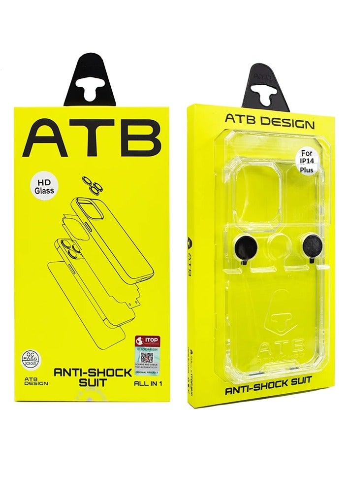 اي تي بي طقم حماية شامل 6 في 1 ايفون 14بلس تركيب سهل فائق الدقة مع واقي شاشة زجاجي شفاف يمنحك حماية متكاملة وسهلة التركيب من جميع الجوانب. يشمل واقي شاشة زجاجي شفاف عالي الجودة، كفر بلاستيكي شفاف، حماية عدسات الكاميرا، لزقات حماية قماشية لفتحات السماعة من الغبار، إطار مغناطيسي لتثبيت الكفر، ولزقة حماية للظهر. - Image 1