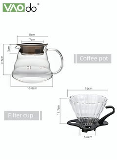 VAOdo Pour Over Coffee Maker Set, 400ML Coffee Server with Glass Coffee Dripper and 40 Filter Papers , 2 in 1 Hand Drip Coffee Set Home or Office,1-3 Cups  - Image 5