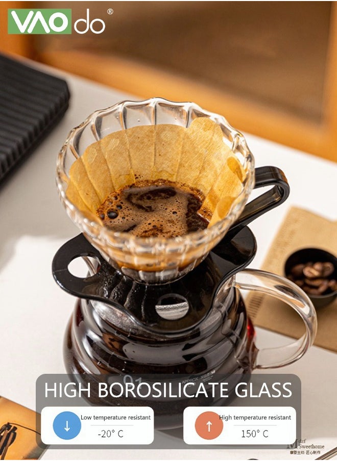 VAOdo - Pour Over Coffee Maker Set, 400ML Coffee Server with Glass Coffee Dripper and 40 Filter Papers , 2 in 1 Hand Drip Coffee Set Home or Office,1-3 Cups - Image 1