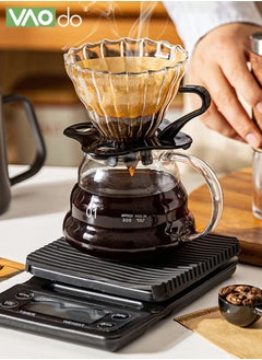 VAOdo Pour Over Coffee Maker Set, 400ML Coffee Server with Glass Coffee Dripper and 40 Filter Papers , 2 in 1 Hand Drip Coffee Set Home or Office,1-3 Cups  - Image 3