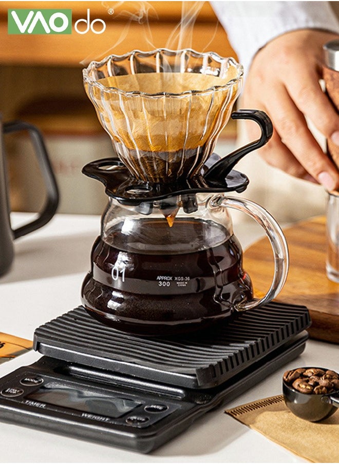 VAOdo Pour Over Coffee Maker Set, 400ML Coffee Server with Glass Coffee Dripper and 40 Filter Papers , 2 in 1 Hand Drip Coffee Set Home or Office,1-3 Cups  - Image 3