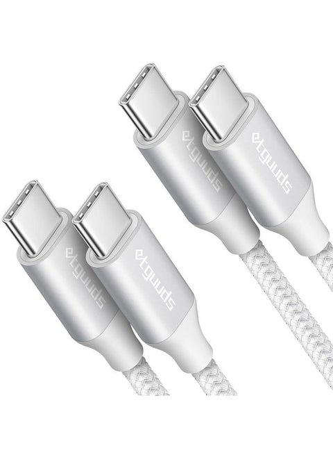 White USB C to USB C Cable 3ft, 2-Pack 60W USBC to USBC Cord, Type C to C Charger Cable Fast Charging for iPhone 16 15 Pro Max Plus, for Samsung Galaxy S24 S23 S22, for MacBook/iPad, Pixel