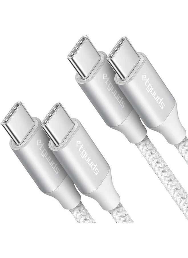 etguuds - White USB C to USB C Cable 3ft, 2-Pack 60W USBC to USBC Cord, Type C to C Charger Cable Fast Charging for iPhone 16 15 Pro Max Plus, for Samsung Galaxy S24 S23 S22, for MacBook/iPad, Pixel - Image 1