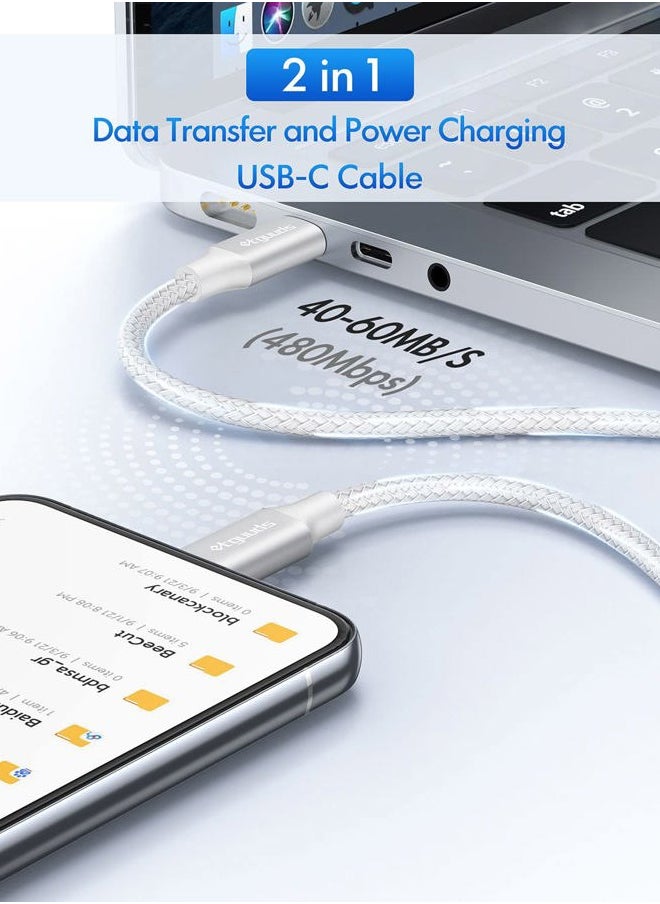 etguuds - White USB C to USB C Cable 3ft, 2-Pack 60W USBC to USBC Cord, Type C to C Charger Cable Fast Charging for iPhone 16 15 Pro Max Plus, for Samsung Galaxy S24 S23 S22, for MacBook/iPad, Pixel - Image 1