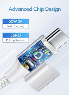 etguuds White USB C to USB C Cable 3ft, 2-Pack 60W USBC to USBC Cord, Type C to C Charger Cable Fast Charging for iPhone 16 15 Pro Max Plus, for Samsung Galaxy S24 S23 S22, for MacBook/iPad, Pixel  - Image 2