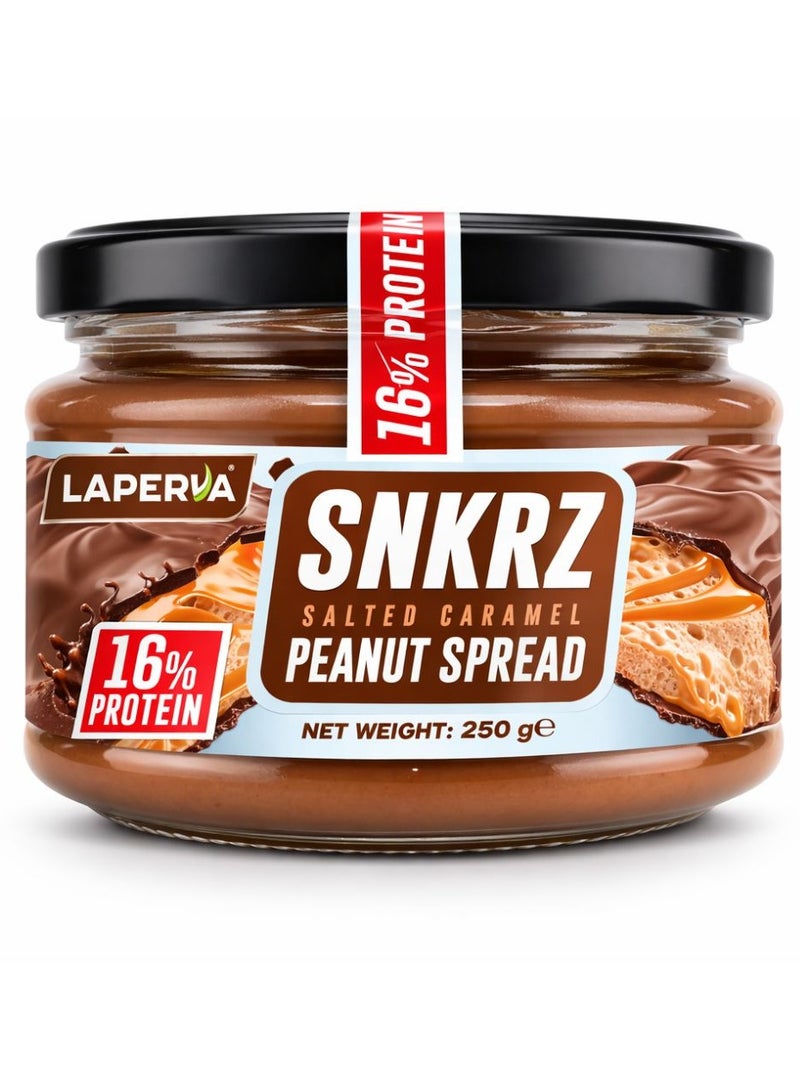 Snkrz Salted Caramel Peanut Spread, 250g – 16% Protein, Aspartame-Free, Healthy Snack for Daily Nutrition