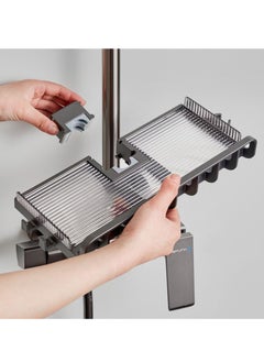Alissa Shower Storage Holder Bathroom Shelf Pole Shelves No Drilling Bathroom Shower Caddy Shelf  Adjustable Shower Caddy Guardrail and Hanging Hooks Shower Rod Tray for Round Tube 24-25.5mm  - Image 1
