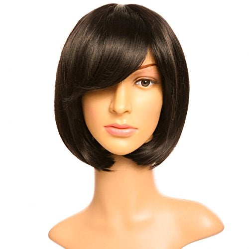 Artifice Natural Women Straight Short Hair Bob Wig Fashion Cosplay + Wig Cap (Natural Dark Brown) - Image 4